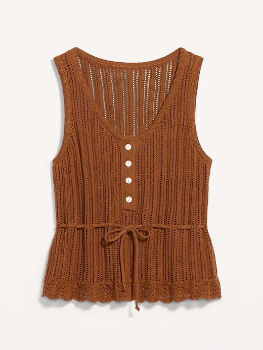 Image number 4 showing, Seaside Cotton Pointelle Peplum Tank Top