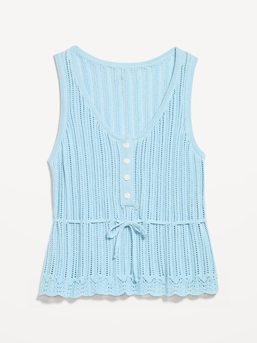 Image number 4 showing, Seaside Cotton Pointelle Peplum Tank Top