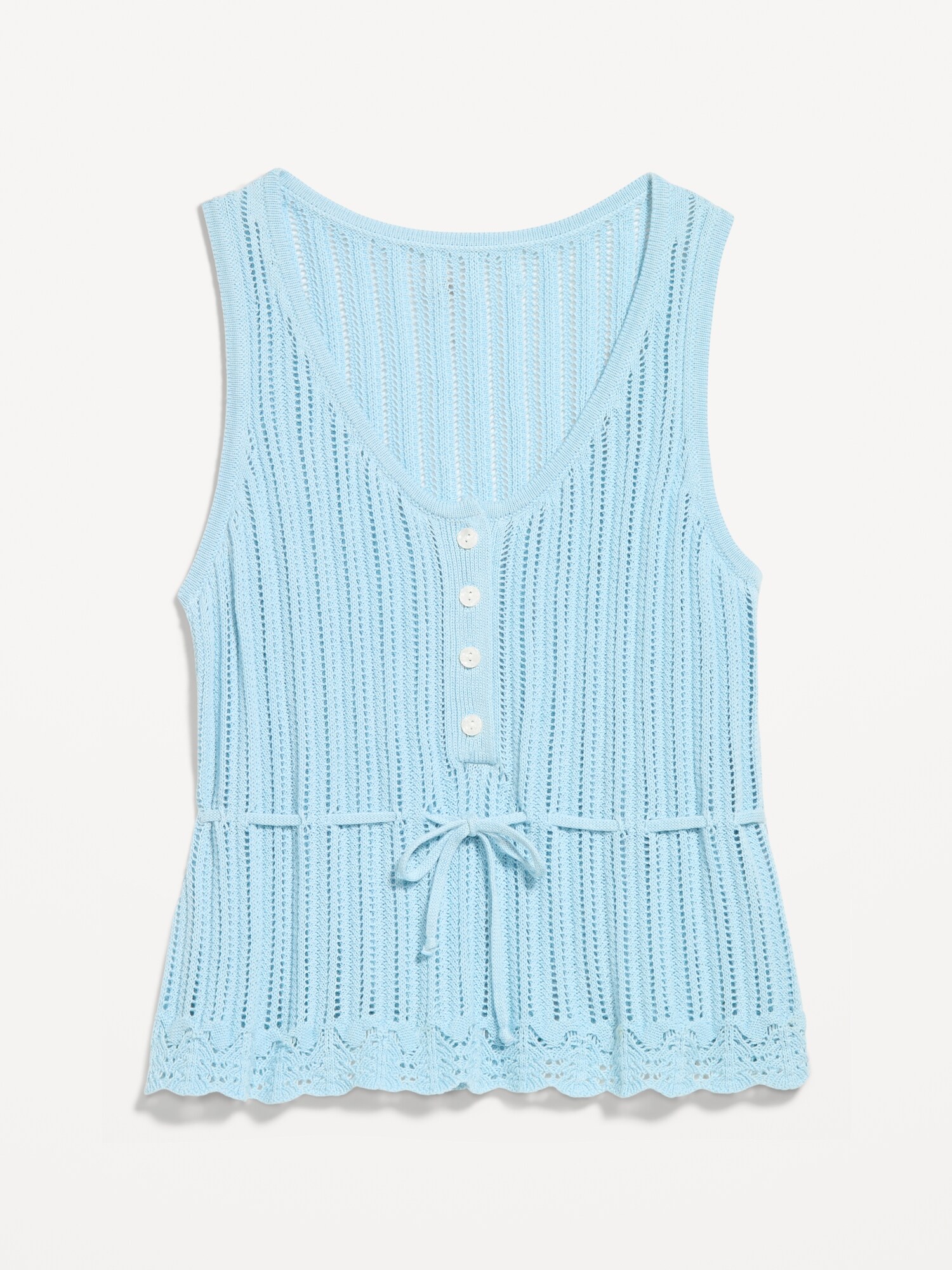 Женский топ Old Navy Seaside Cotton Pointelle Peplum Tank Top, цвет: Синий — фото 4