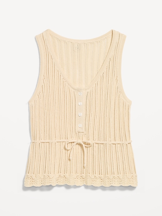 Image number 4 showing, Seaside Cotton Pointelle Peplum Tank Top