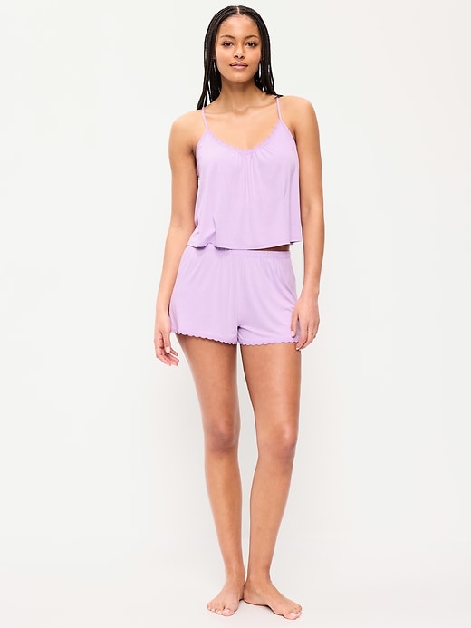 Image number 1 showing, Lace-Trim Pajama Tank and Shorts Set