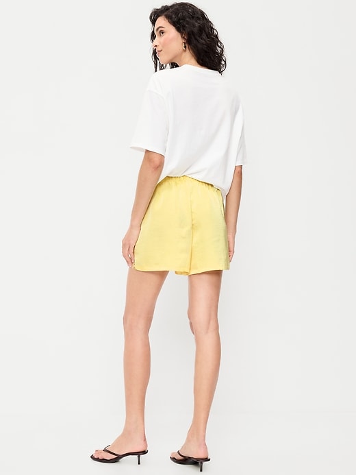 Image number 3 showing, High-Waisted Lace-Trim Satin Shorts