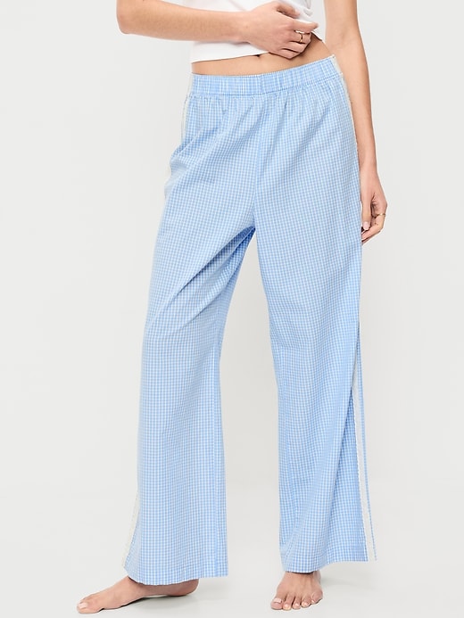 Image number 1 showing, Poplin Wide-Leg Pajama Pants