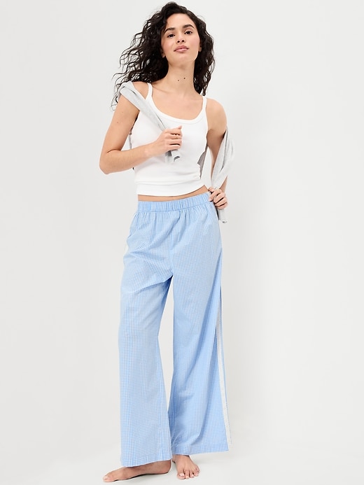 Image number 3 showing, Poplin Wide-Leg Pajama Pants