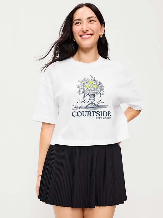 Image number 5 showing, Vintage Crew-Neck Oversized Crop Graphic T-Shirt