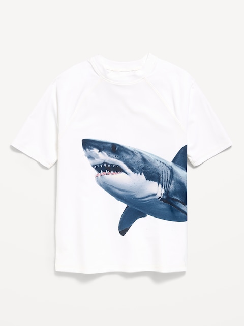 Short-Sleeve Graphic Rashguard Swim Top for Boys