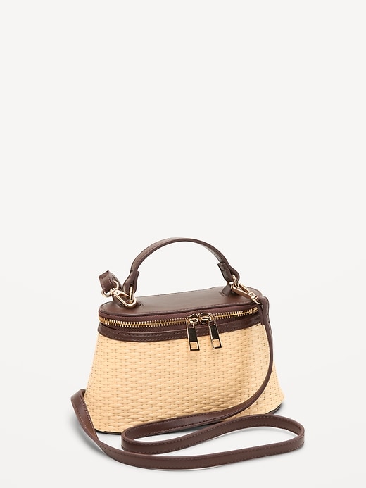 Image number 1 showing, Faux Wicker Top-Handle Bag