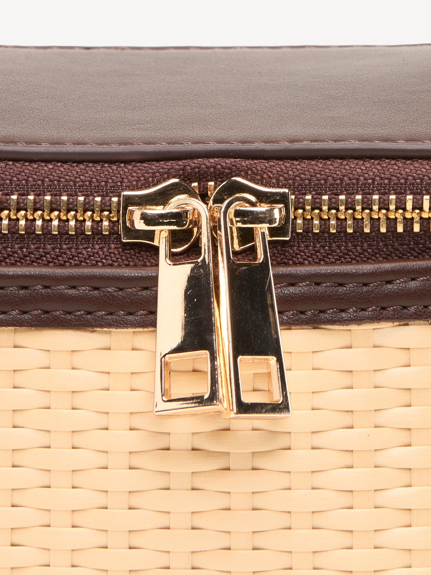 Faux Wicker Top-Handle Bag