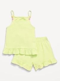 Image number 1 showing, Textured Ruffle-Trim Tank Top and Shorts Set for Toddler Girls