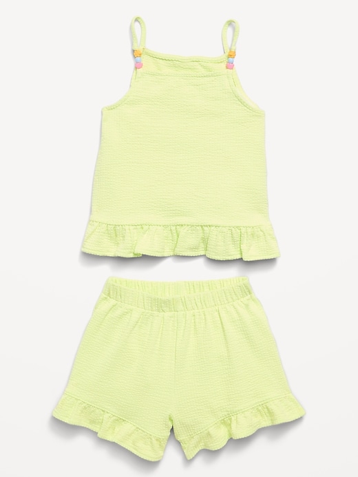 Image number 2 showing, Textured Ruffle-Trim Tank Top and Shorts Set for Toddler Girls