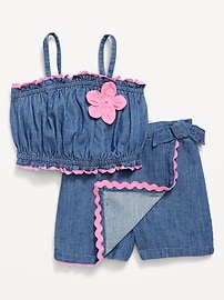 Image number 4 showing, Sleeveless Chambray Top and Skort Set for Toddler Girls