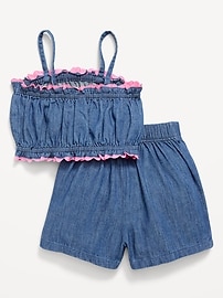 Image number 3 showing, Sleeveless Chambray Top and Skort Set for Toddler Girls
