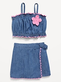 Image number 5 showing, Sleeveless Chambray Top and Skort Set for Toddler Girls