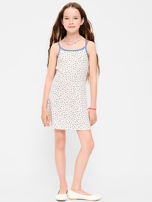 Image number 1 showing, Sleeveless Fitted Ribbed Swing Dress for Girls
