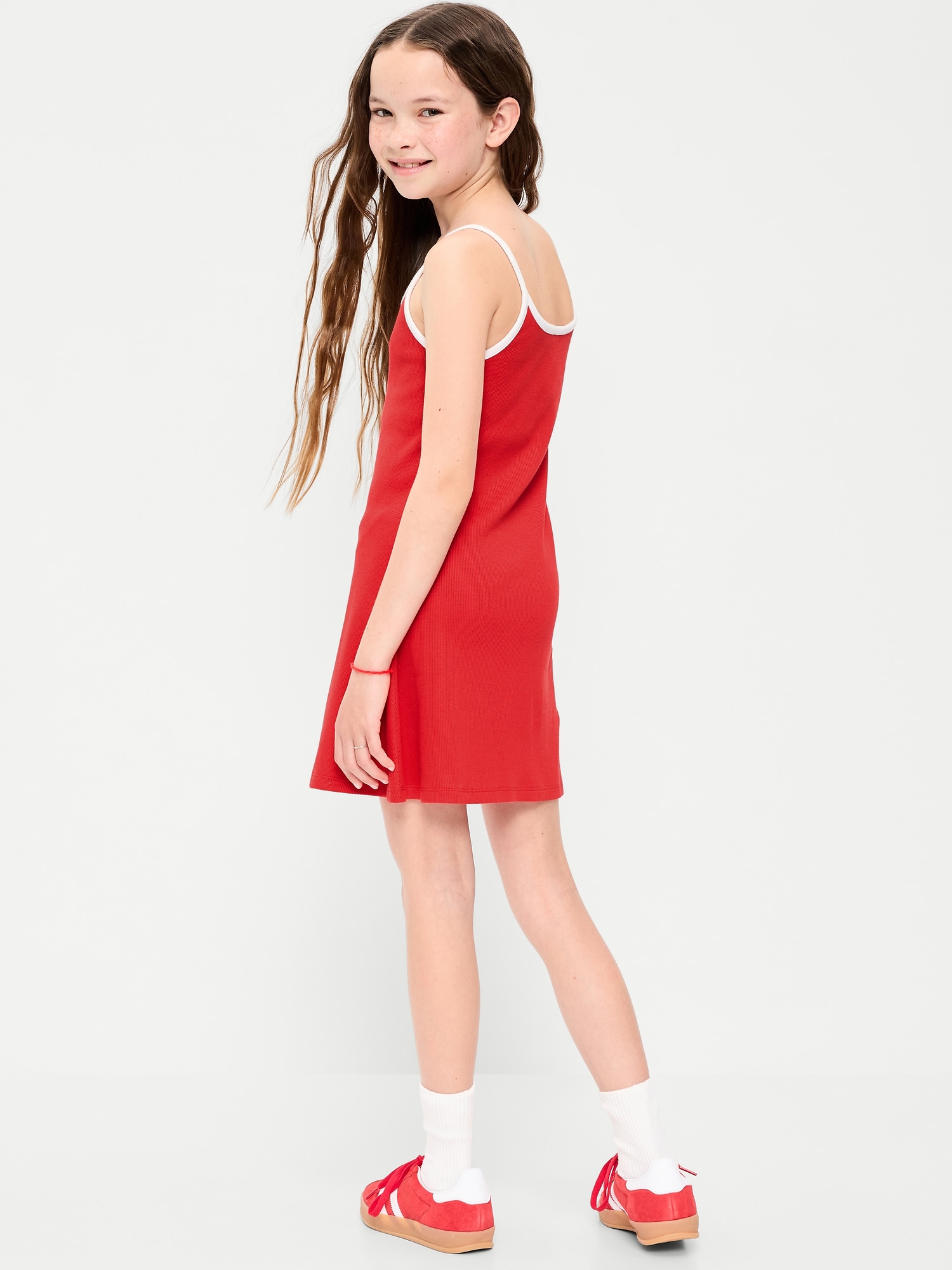 Fitted Sleeveless Ribbed Swing Dress for Girls