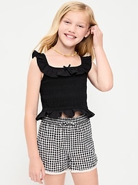 Image number 1 showing, Sleeveless Fitted Ruffled Smocked Top for Girls