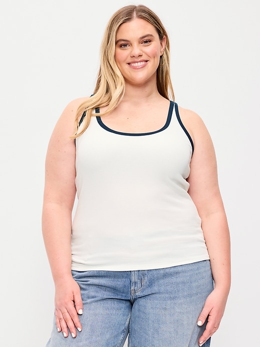 Image number 8 showing, First-Layer Ribbed Scoop-Neck Tank Top