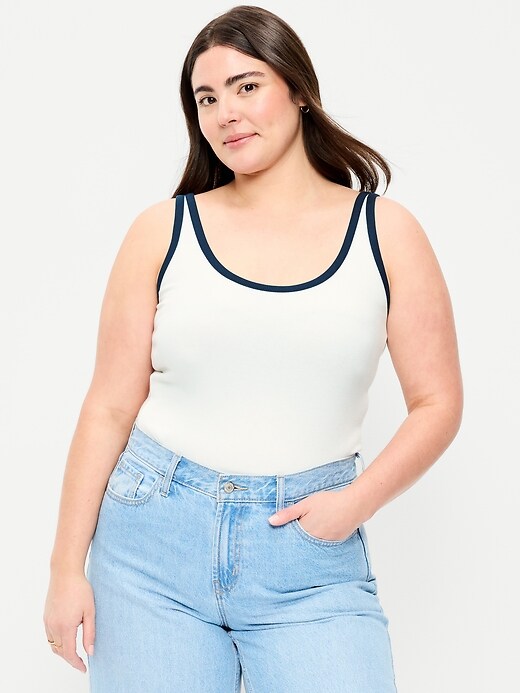 Image number 6 showing, First-Layer Ribbed Scoop-Neck Tank Top