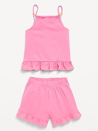 Image number 2 showing, Textured Ruffle-Trim Tank Top and Shorts Set for Toddler Girls