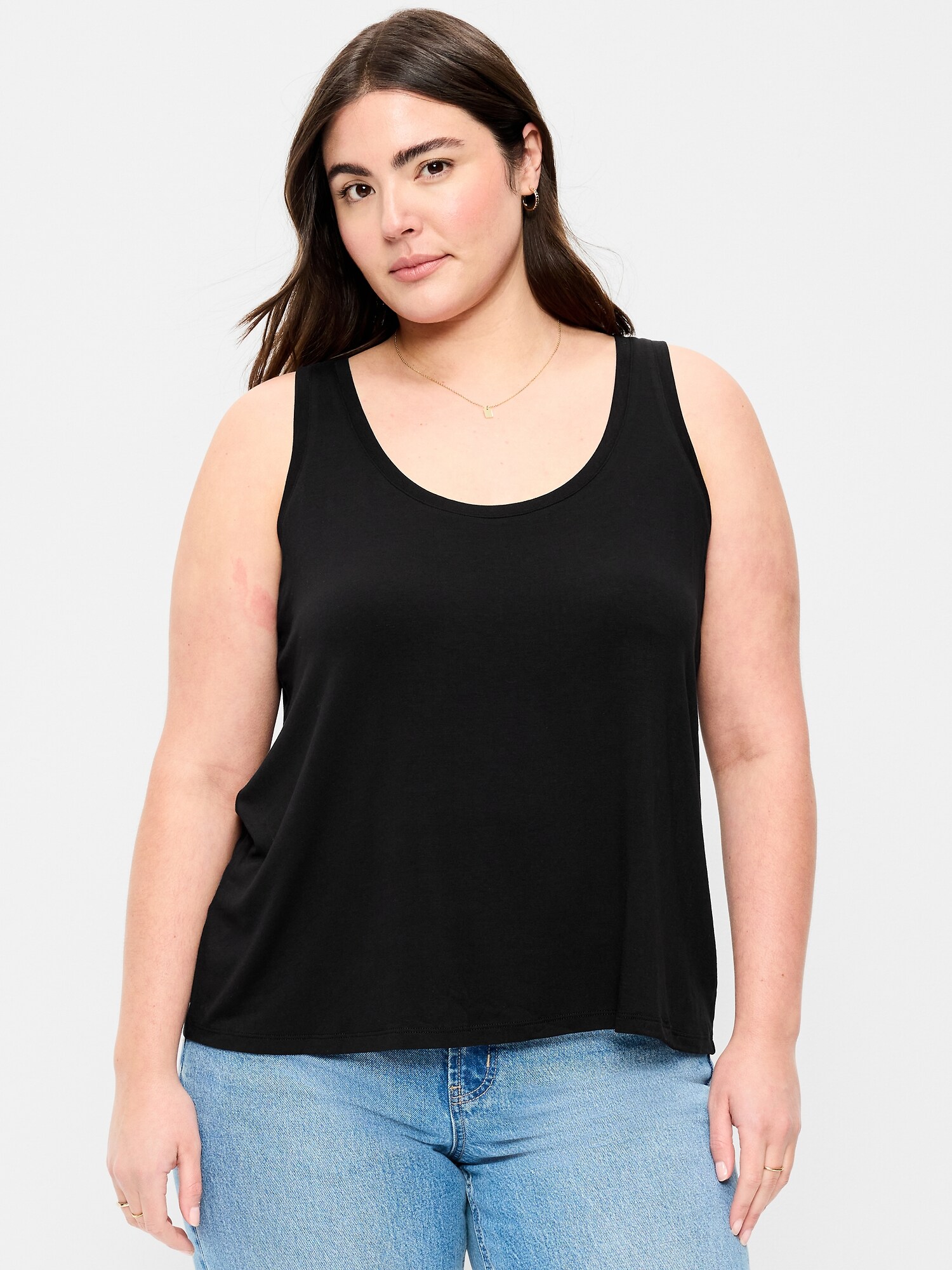 Женский топ Old Navy Luxe Scoop-Neck Tank Top, цвет: Чёрный — фото 5