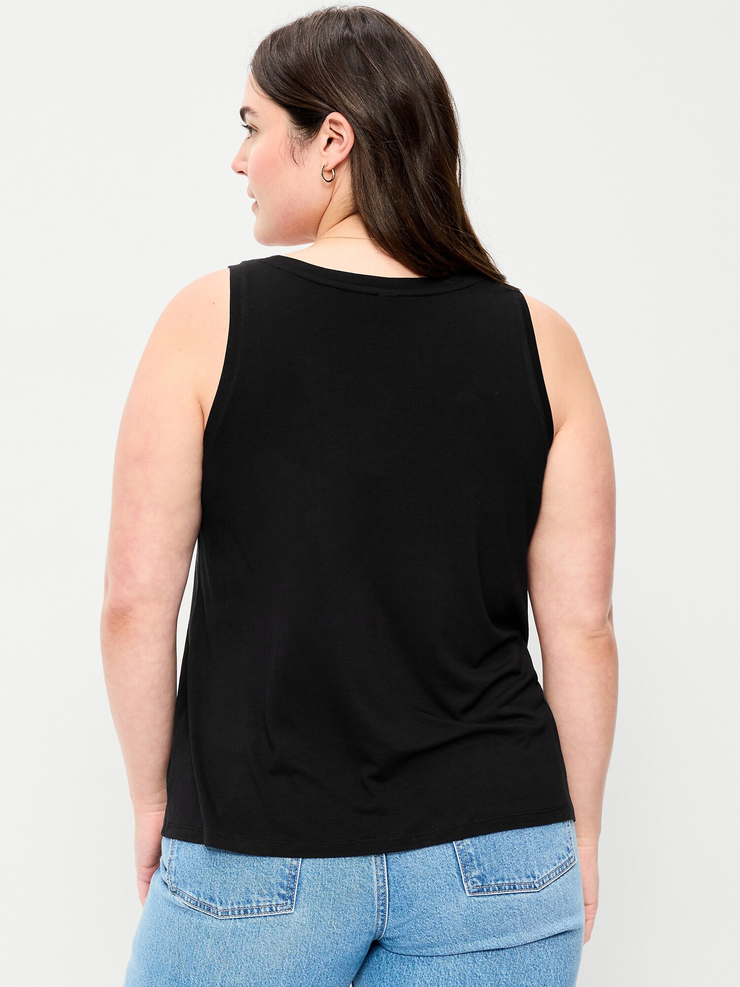 Женский топ Old Navy Luxe Scoop-Neck Tank Top, цвет: Чёрный — фото 6