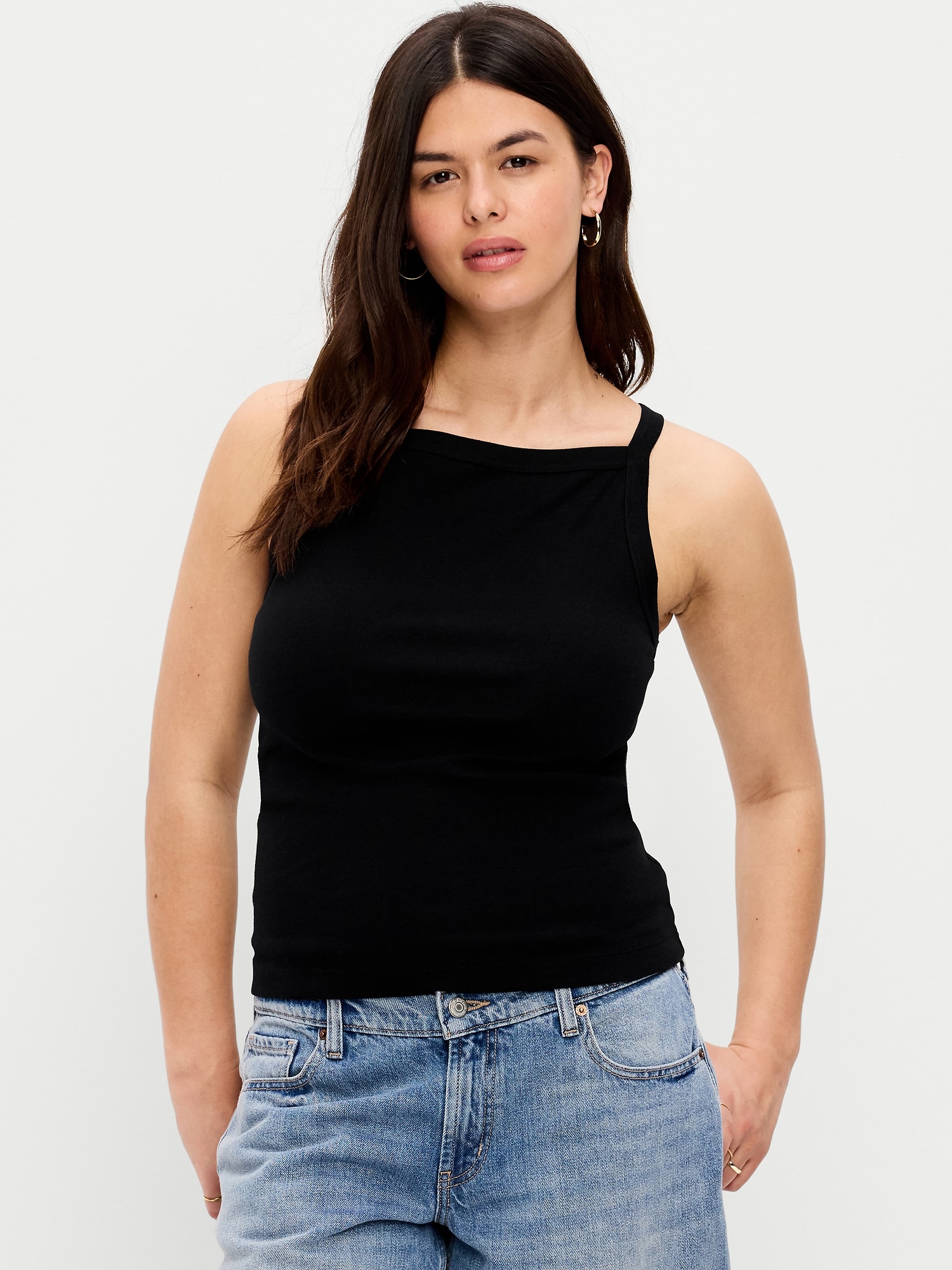 Snug Apron-Neck Tank Top
