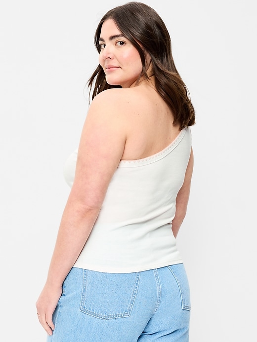 Image number 3 showing, Ribbed One-Shoulder Tank Top