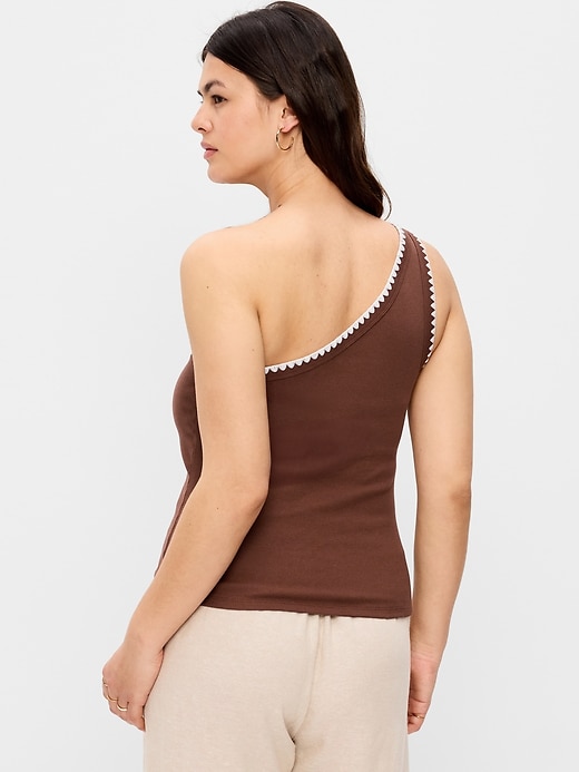 Image number 5 showing, Ribbed One-Shoulder Tank Top