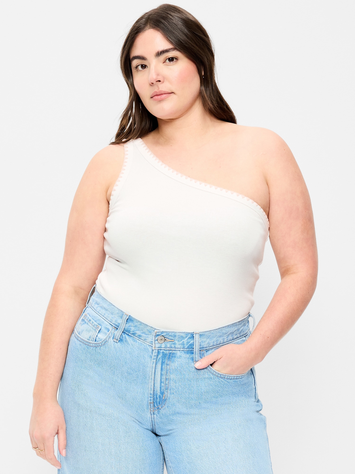 Ribbed One-Shoulder Tank Top