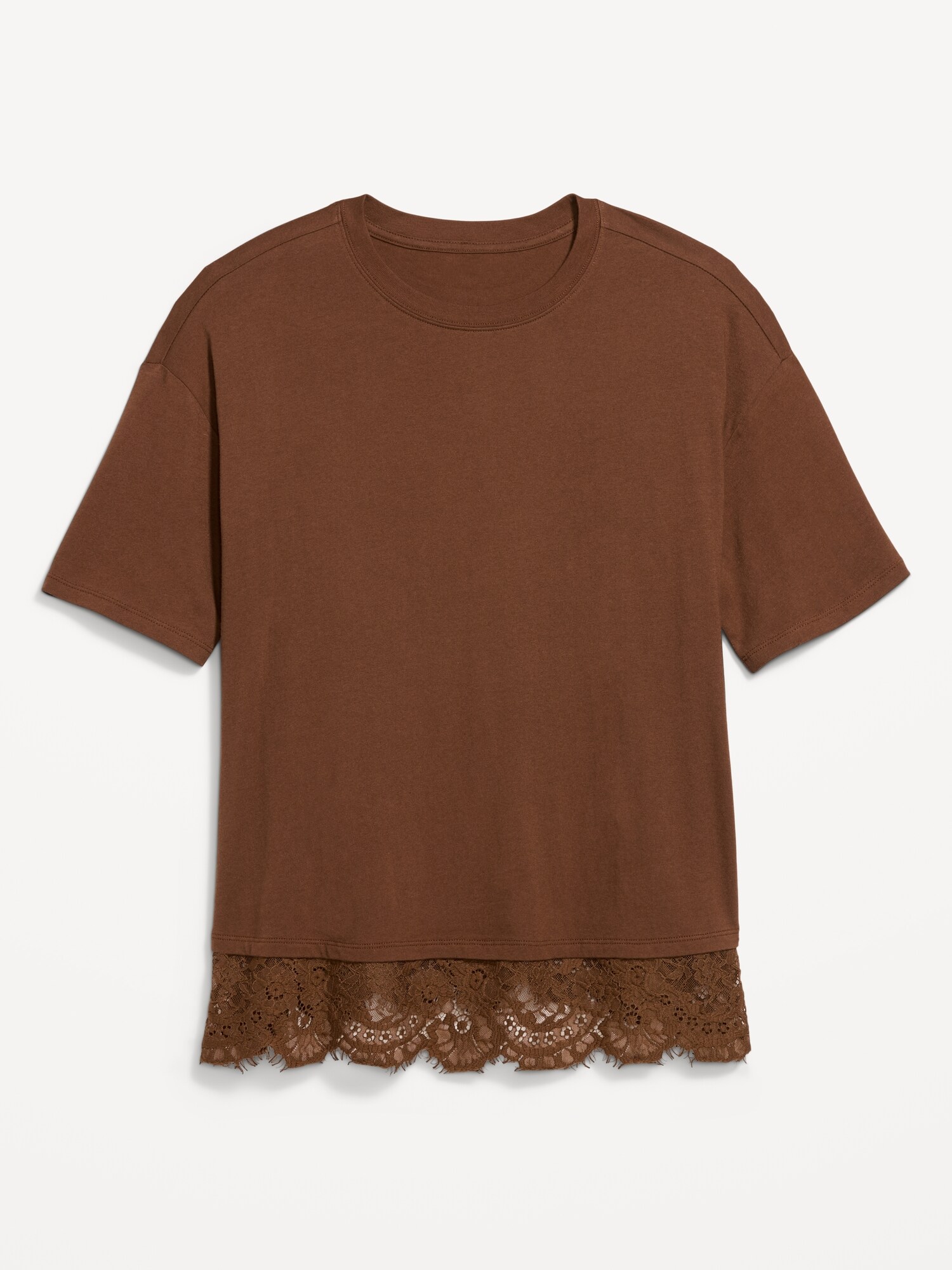 Женская футболка Old Navy Oversized Lace Hem, цвет: Coco De Mer — фото 4
