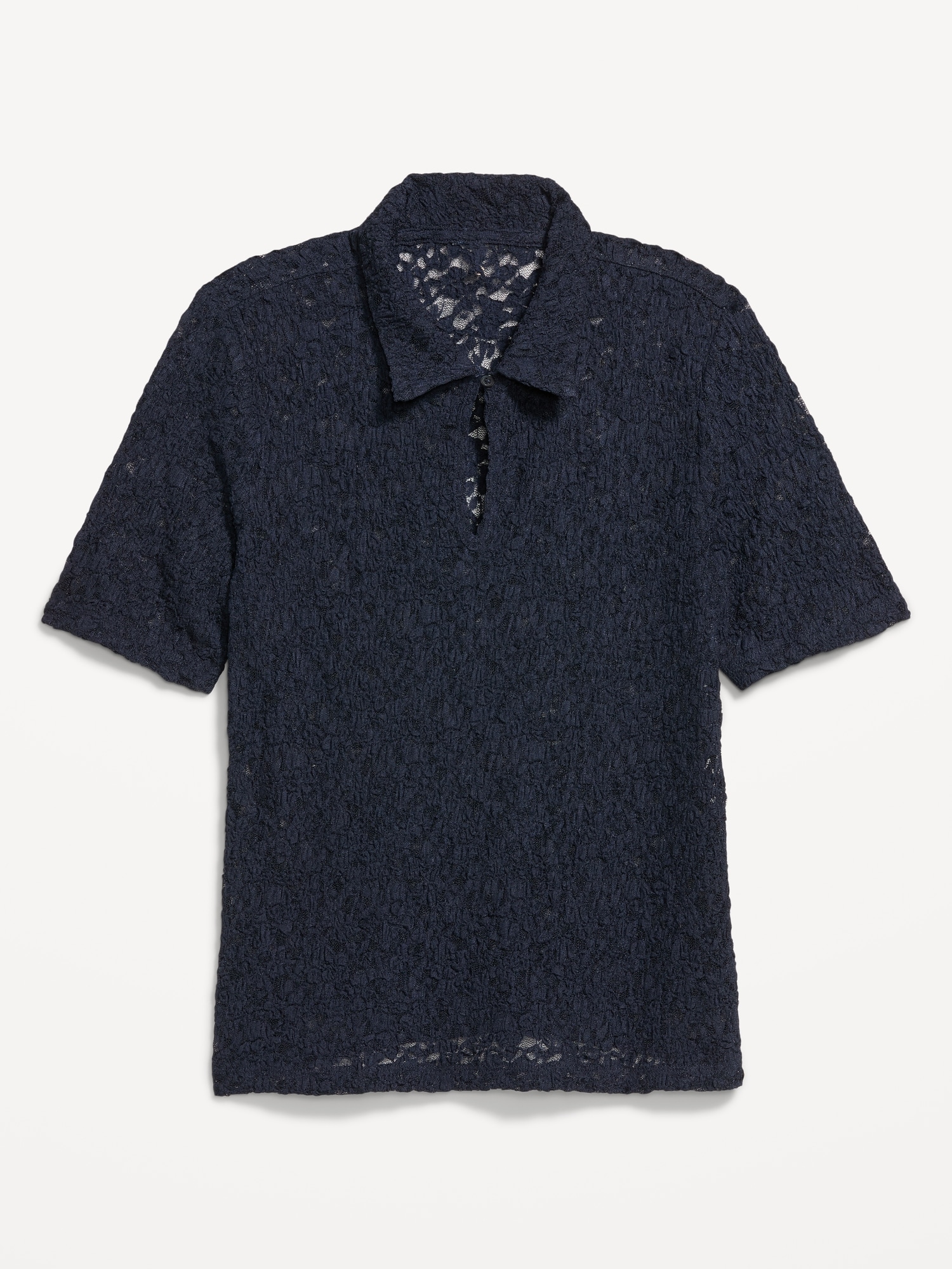 Lace Keyhole Polo Top