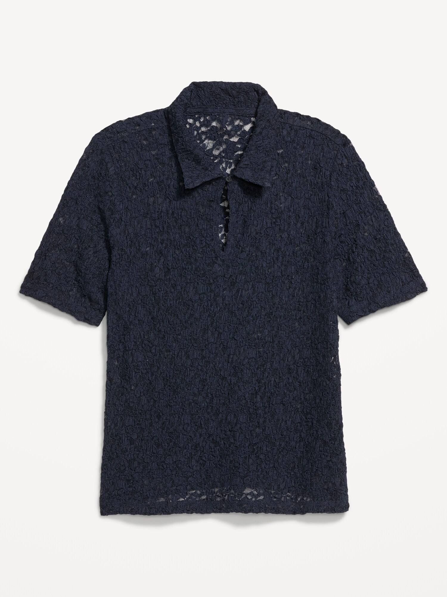 Женский топ Old Navy Lace Keyhole Polo Top, цвет: Тёмно-синий — фото 5