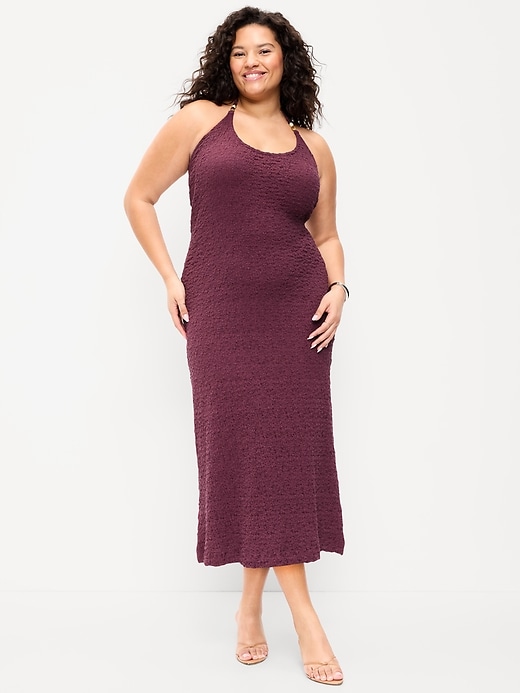 Image number 4 showing, Beaded Halter-Neck Textured Midi Dress