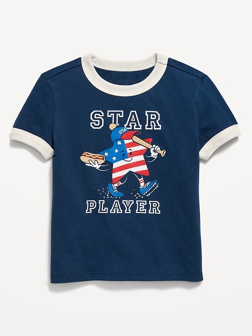 Image number 1 showing, Short-Sleeve Ringer Graphic T-Shirt for Toddler Boys