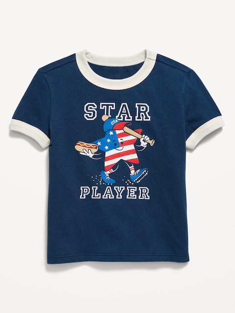 Short-Sleeve Unisex Ringer Graphic T-Shirt for Toddler