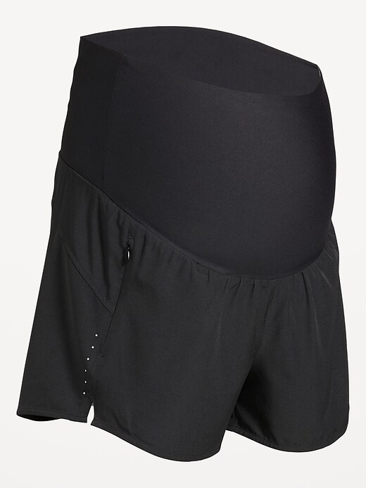 Image number 1 showing, Maternity Rollover-Waist StretchTech Run Shorts -- 3-inch inseam