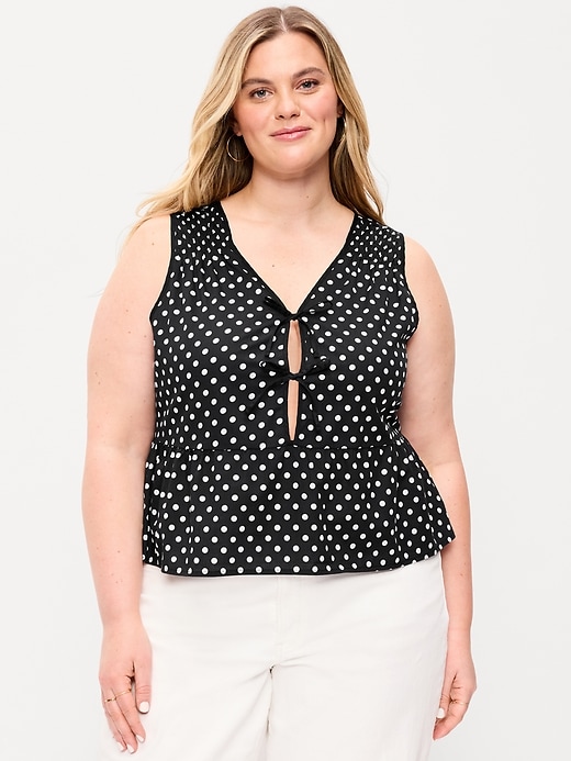 Image number 7 showing, Tie-Front Peplum Tank Top