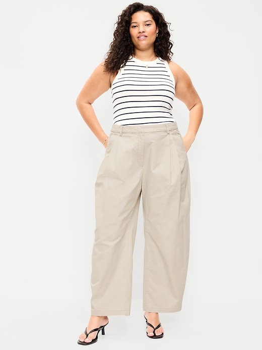 Image number 8 showing, Mid-Rise Twill Barrel-Leg Pants