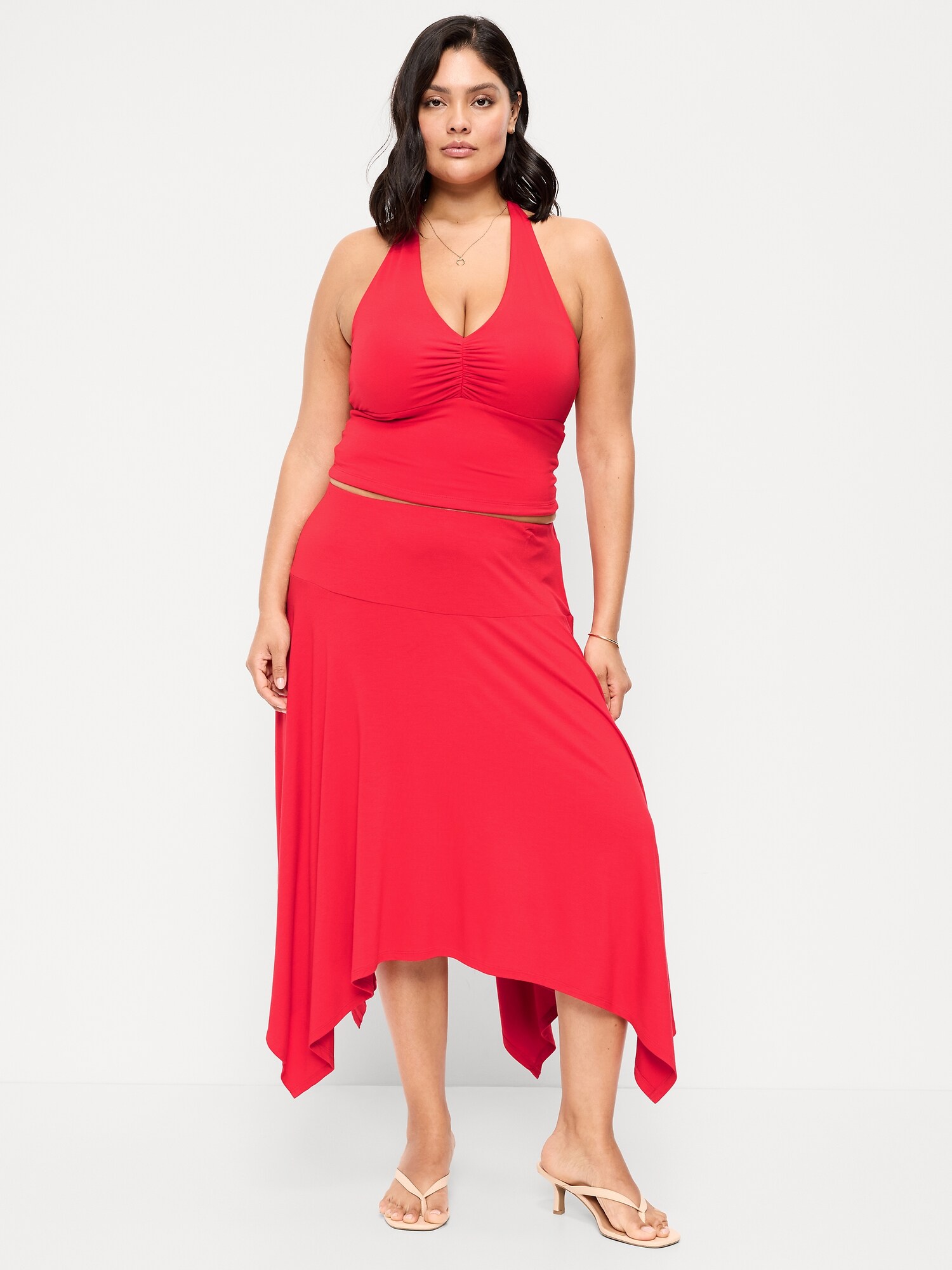 Handkerchief Hem Midi Skirt
