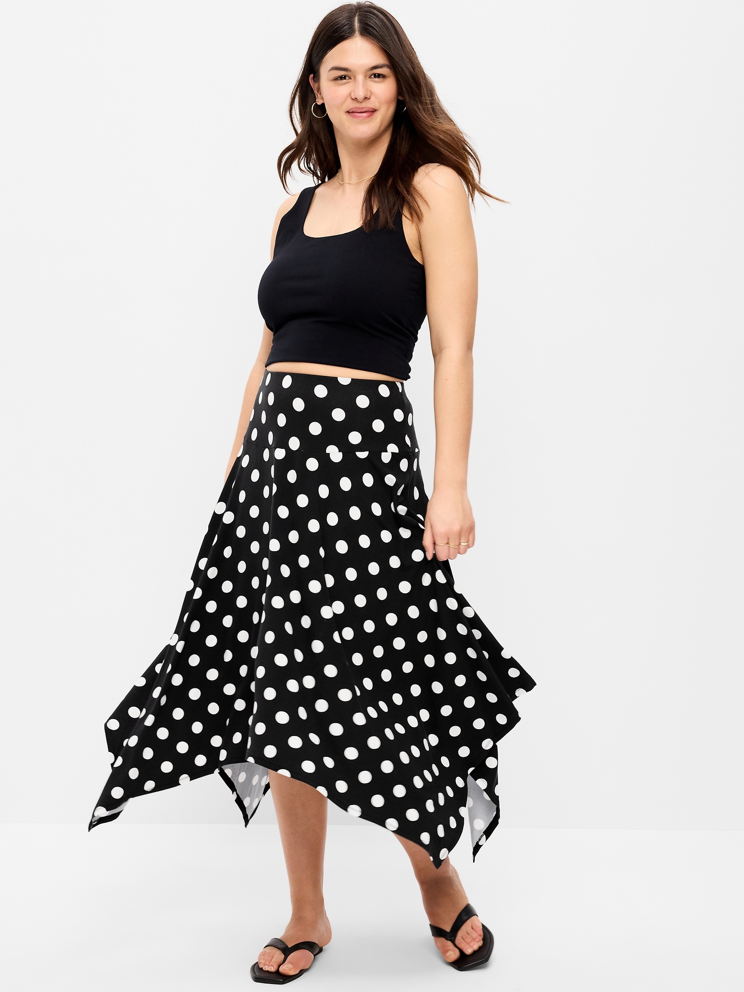 Handkerchief Hem Midi Skirt