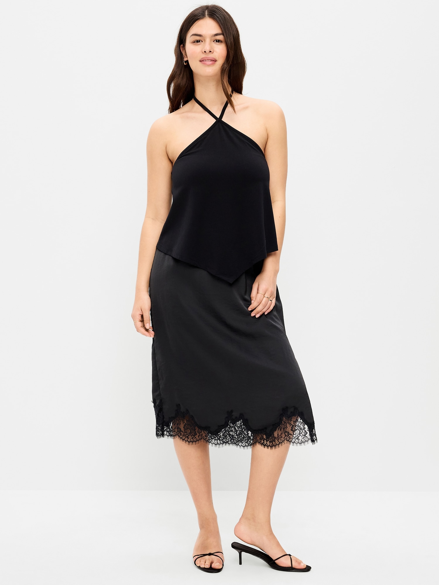 Lace Slip Midi Skirt