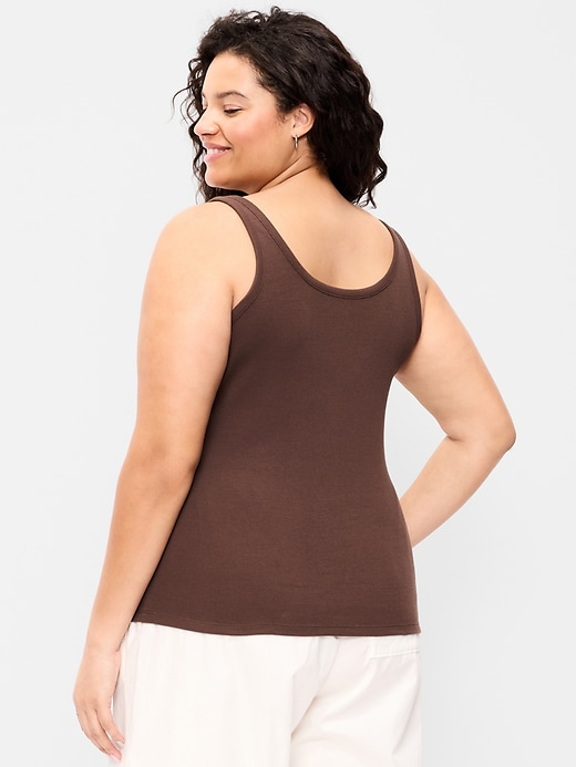 Image number 8 showing, First-Layer Ribbed Scoop-Neck Tank Top