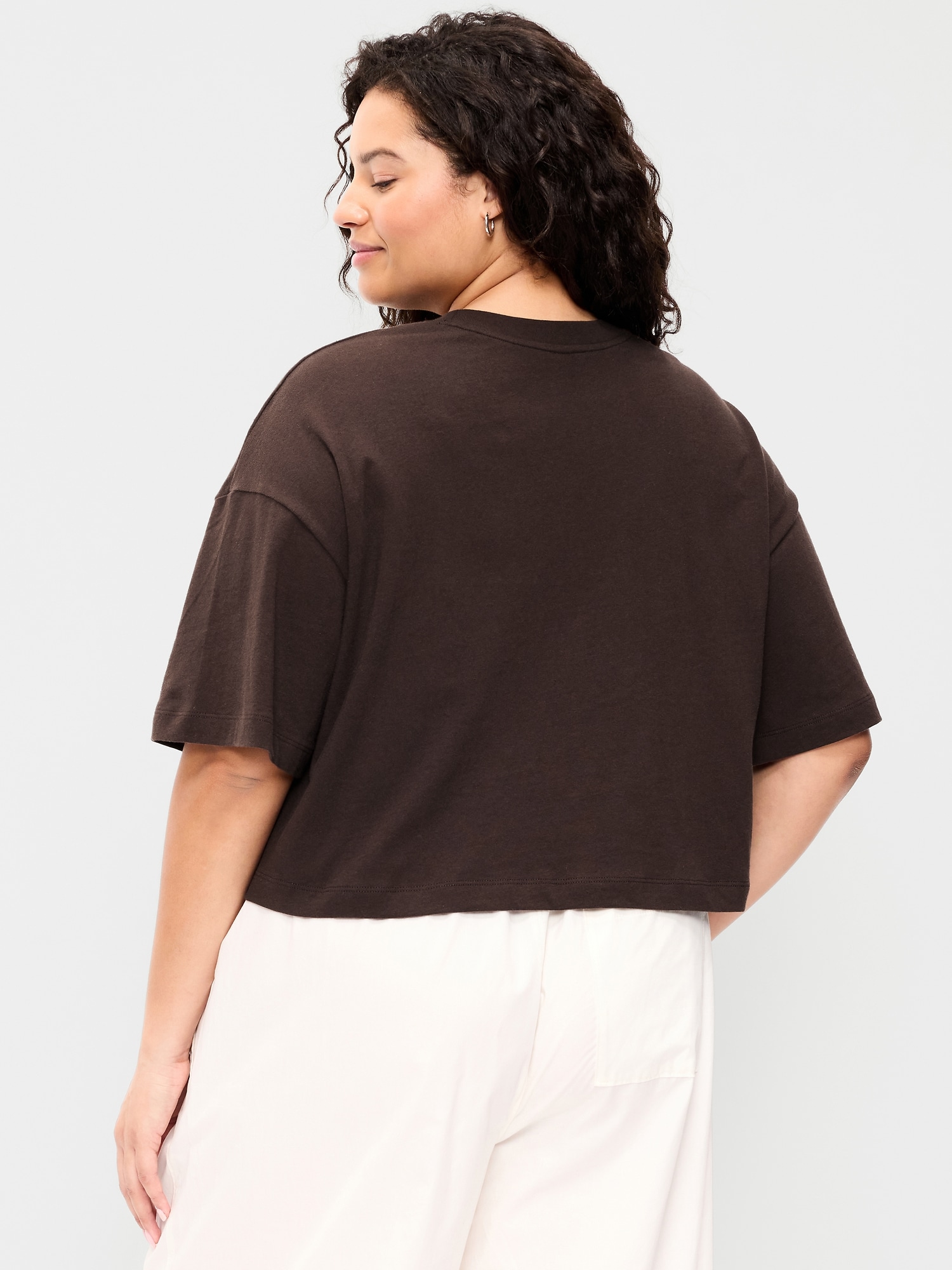 Image number 8 showing, Vintage Crew-Neck Oversized Crop T-Shirt