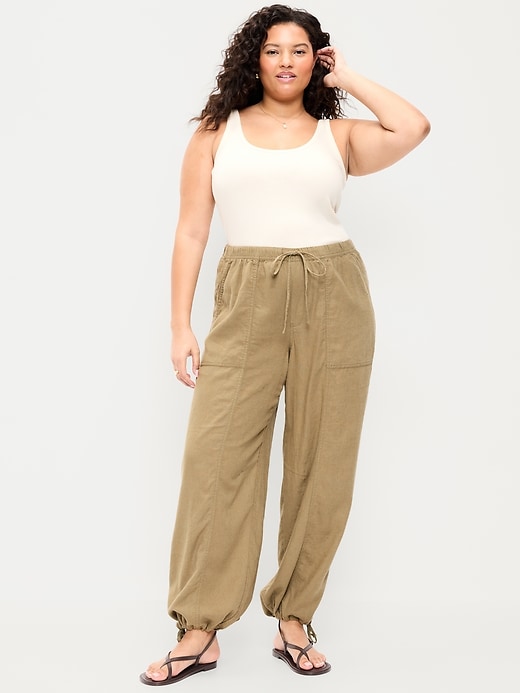 Image number 9 showing, Mid-Rise Linen-Blend Cinched-Ankle Pants