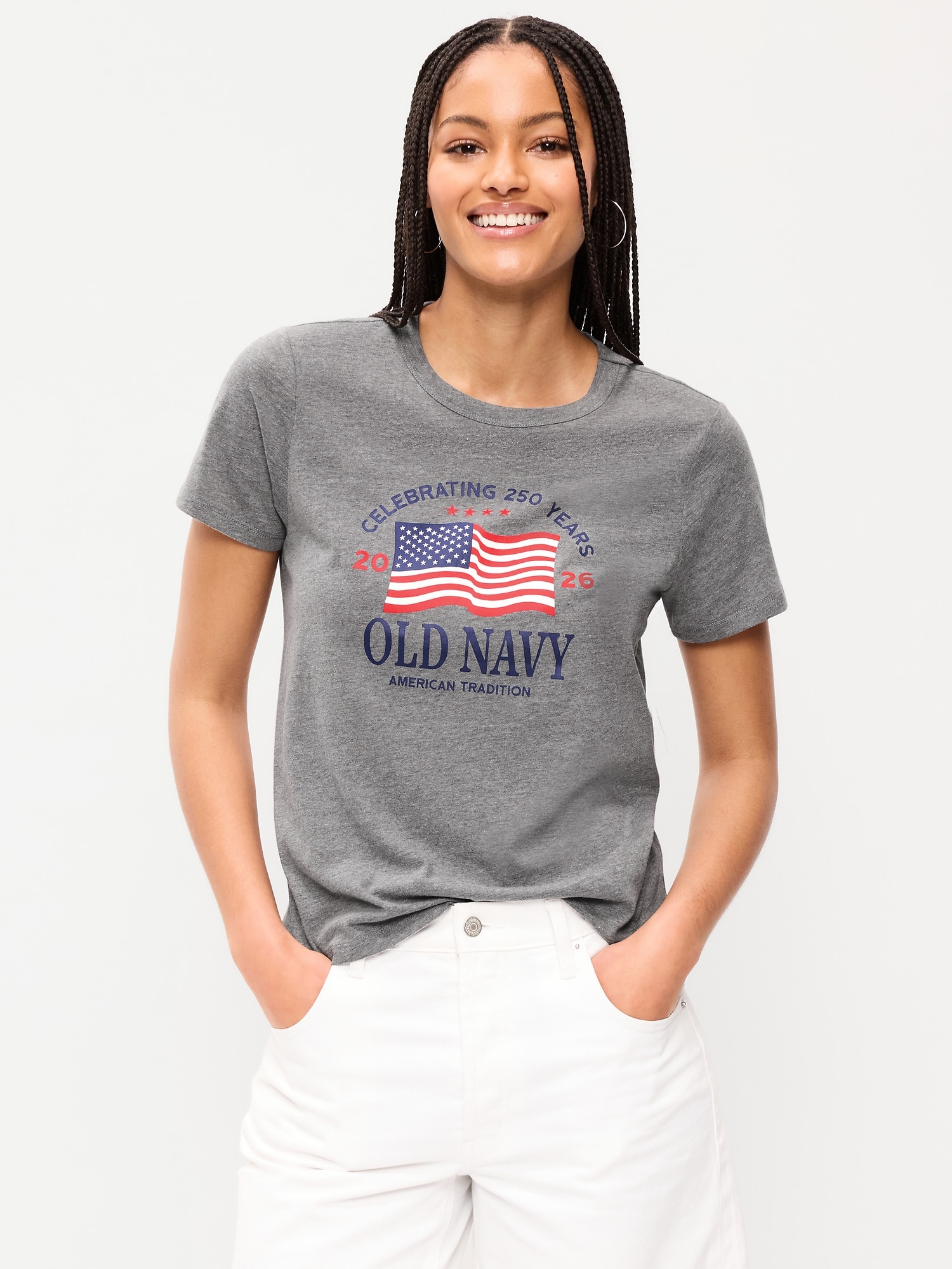 Crew-Neck Flag Graphic T-Shirt