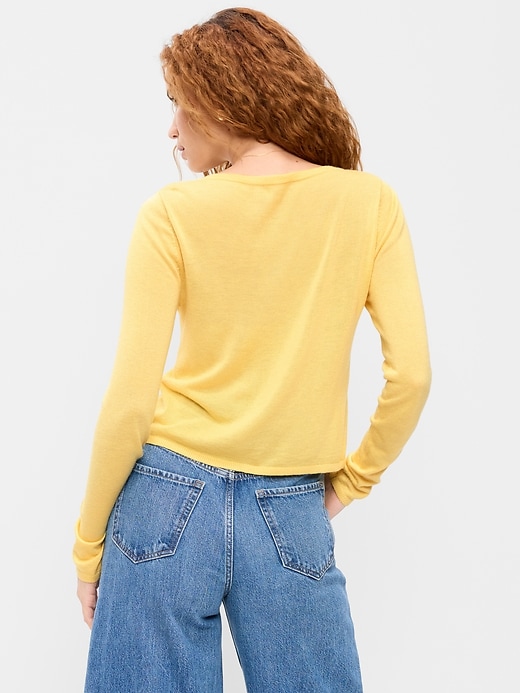 Image number 2 showing, Long-Sleeve Cropped V-Neck Cardigan