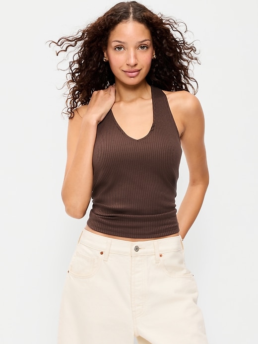 Image number 1 showing, Sleeveless Ribbed Loop-Back Tank Top