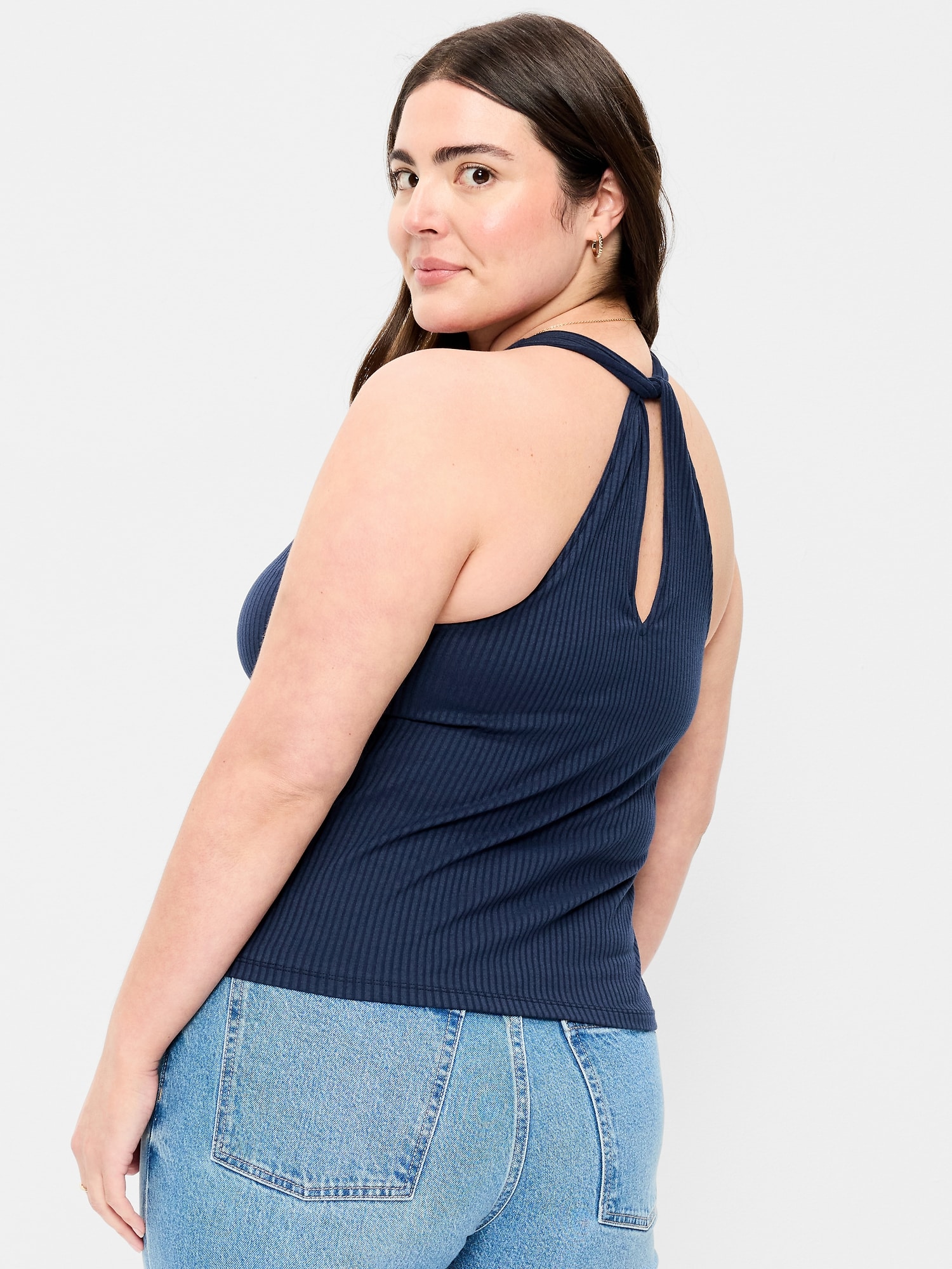 Ribbed Loop-Back Halter Top