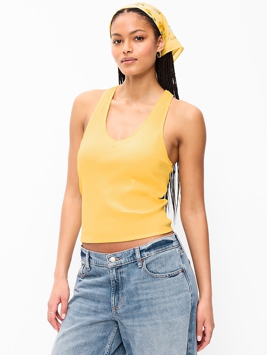 Image number 1 showing, Sleeveless Ribbed Loop-Back Tank Top
