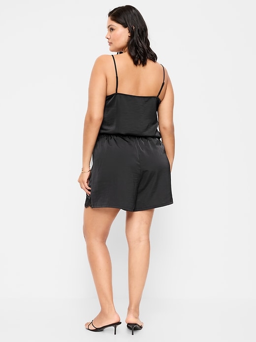 Image number 8 showing, High-Waisted Lace-Trim Satin Shorts